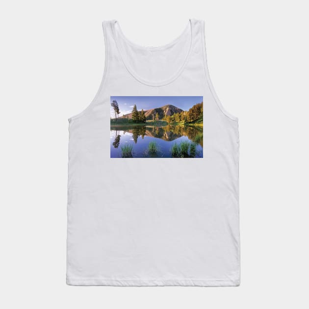 Bunsen Peak Reflected In Lake Yellowstone National Park Tank Top by AinisticGina